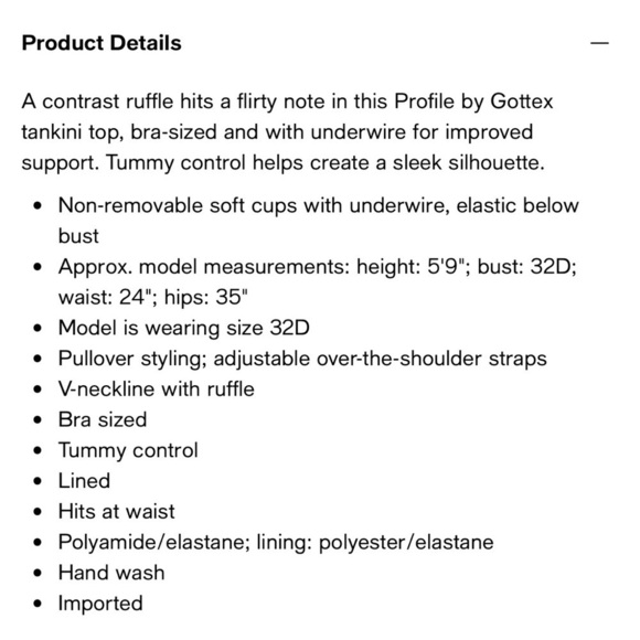 NWT Profile by Gottex Women’s Black Tankini Swim Top Tummy Control 36D Underwire - Picture 6 of 6